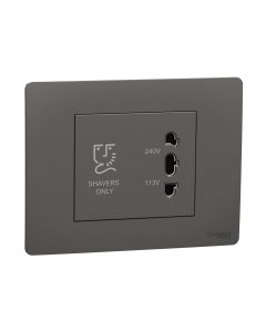 Shaver Socket, Miluz Zeta, 115/240V, Horizontal, 3 Module, Warm Grey