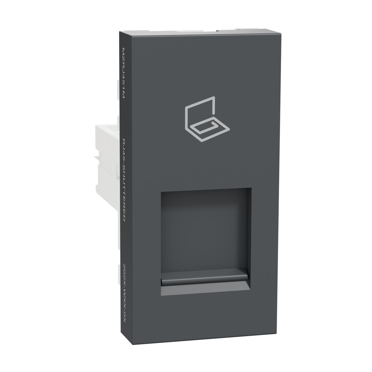 Data Socket, Miluz Zeta, Rj45 8(8), Stp, Cat6, 1 Module, Anthracite