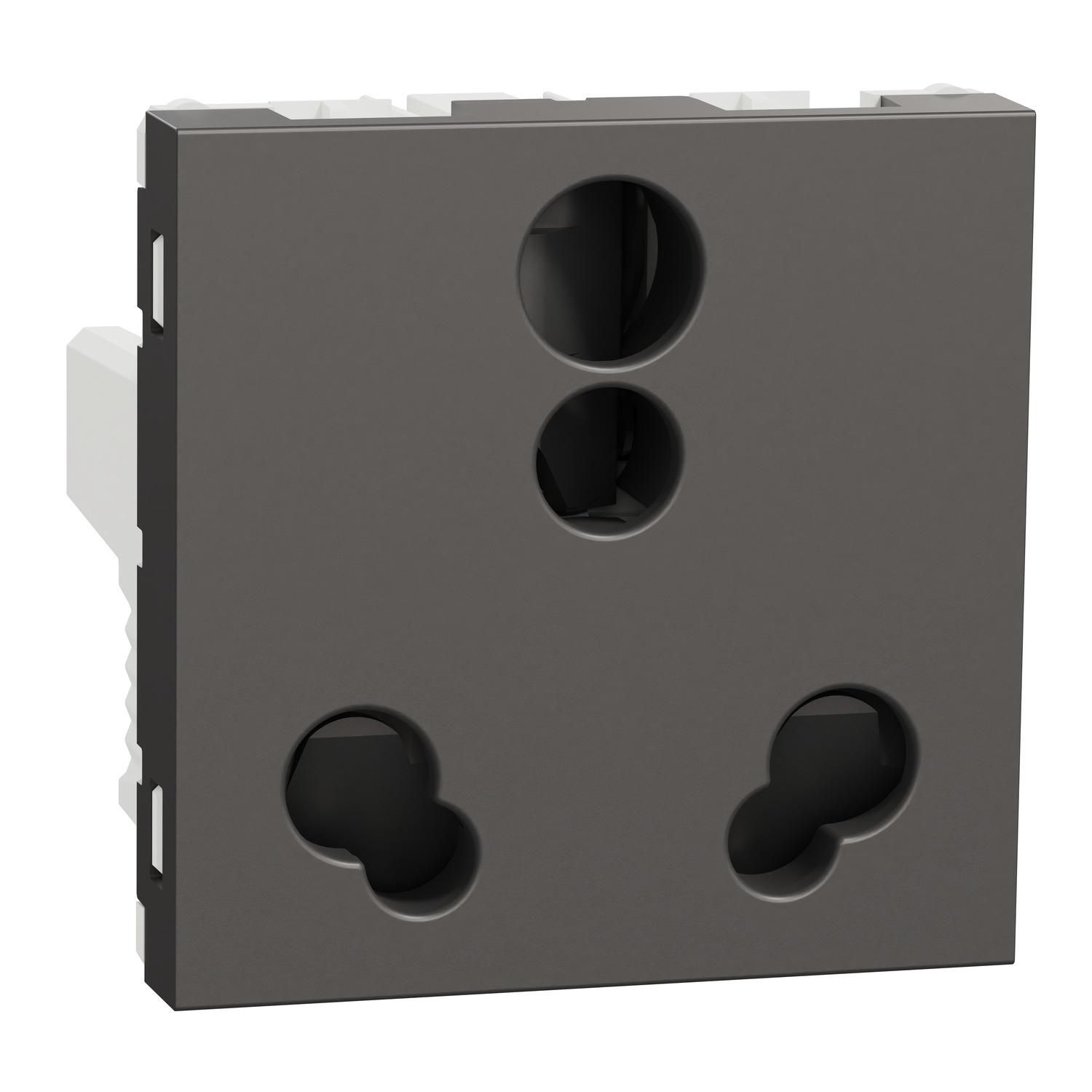 Socket Outlet, Miluz Zeta, 6/16A, 3 Pin, 2P+E, With Shutter, 2