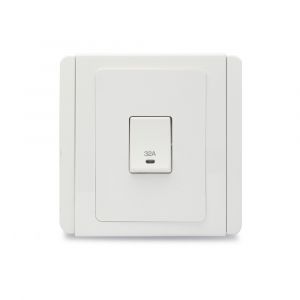 32A 1 Gang Double Pole Switch with White LED - White