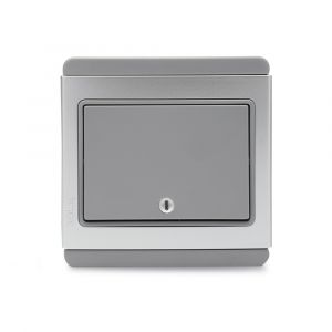 10A 1 Gang 2 Way horizontal Switch with Blue LED - Grey