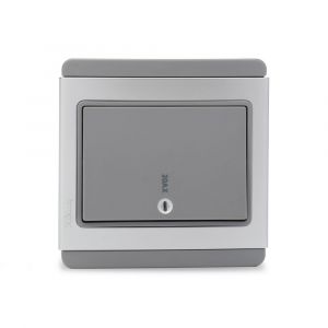 20A 1 Gang horizontal Double Pole Switch with Blue LED - Grey
