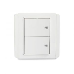 10A 2 Gang 1 Way horizontal Switch with White LED - White