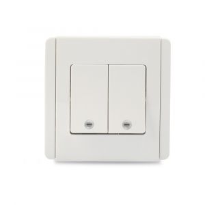 10A 2 Gang 1 Way verticle Switch with White LED - White