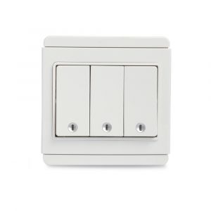 10A 3 Gang 2 Way horizontal Switch with White LED - White