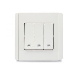 10A 3 Gang 1 Way verticle Switch with White LED - White