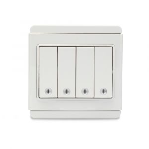 10A 4 Gang 1 Way horizontal Switch with White LED - White