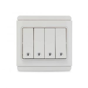 10A 4 Gang 2 Way horizontal Switch with White LED - White