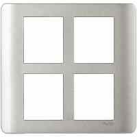 ZENcelo India - 8 Module Grid and Cover frame - Square - Satin Silver