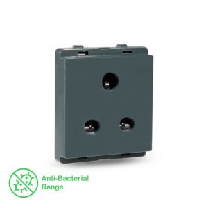 10A 2/3 Pin Socket with Shutter - Pebble Grey