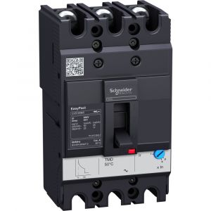 circuit breaker EasyPact CVS100BS, 25 kA at 415 VAC, 32 A rating thermal magnetic TM-D trip unit, 3P 3d