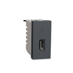 Unica Pure-2.1A 5V USB Charger, 1 Module, Grey