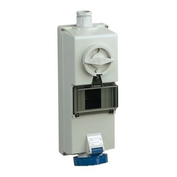 SOCKET W/INTERLOCK RAIL DIN 16A 2P-E 20