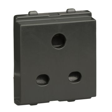 Opale-6A, 2/3 Pin Socket With Shutter, Dark Grey