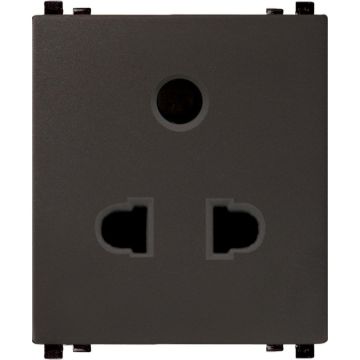 ZENcelo India - 2/3 Pin Universal Socket with Shutter-Dark Grey