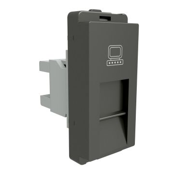 Data socket, Livia, RJ45, cat5e, shuttered, painted grey
