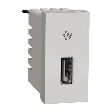 Unica Pure-2.1A 5V Usb Charger, 1 Module, White