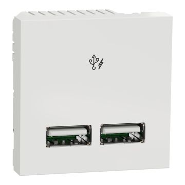Unica Pure-2.1A 5V Usb Charger, 2 Module, White