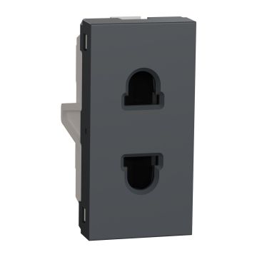 Unica Pure-6A 2 Pin Socket, Grey