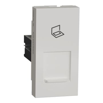 Unica Pure-Rj 45 (With Shutter), Cat 6, White