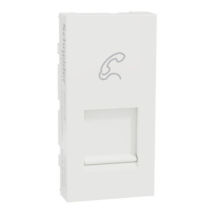 Telephone Socket, Miluz Zeta, Rj11, With Shutter, 1 Module, White main product photo