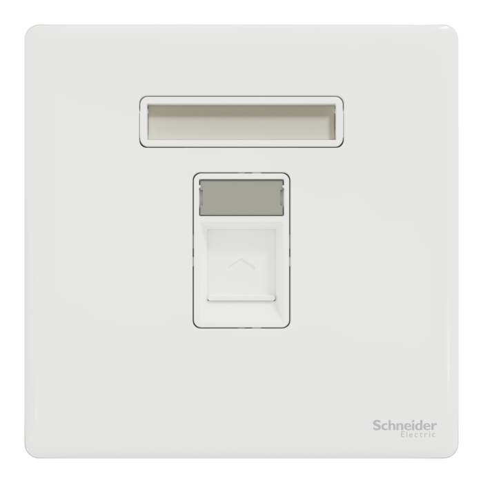 1G Tel Socket, Shuttered Wallplate, PW