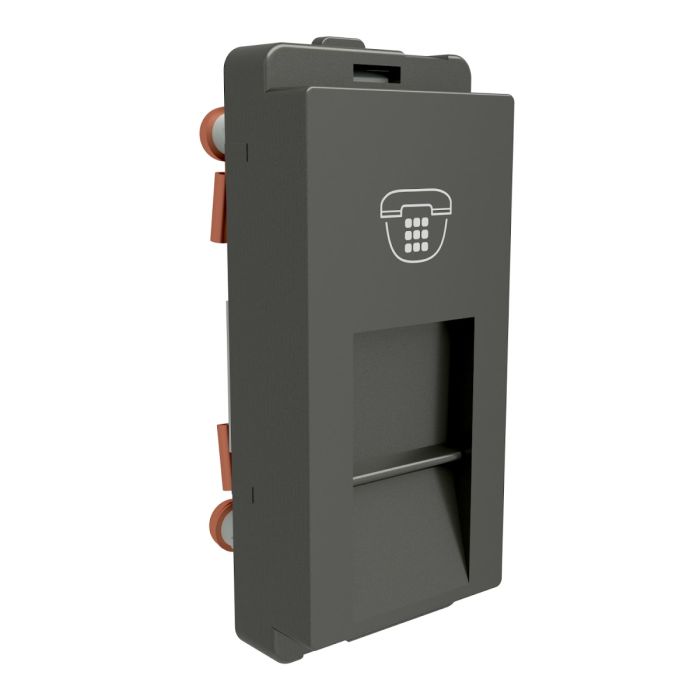 Telephone socket, Livia, RJ11, with shutter, 1 gang, painted grey main product photo