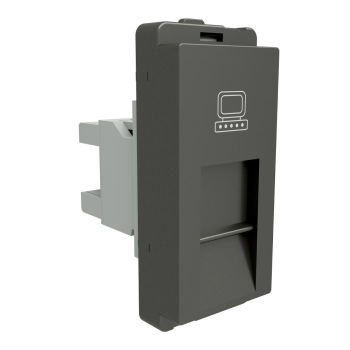 Data socket, Livia, RJ45, cat5e, shuttered, painted grey main product photo