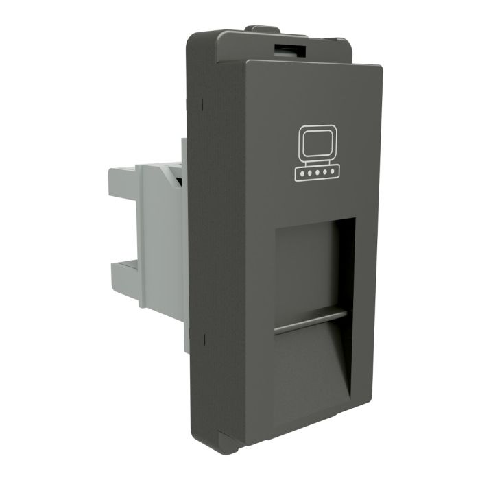 Data socket, Livia, RJ45, cat6, painted grey main product photo