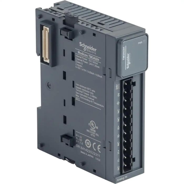 analog input module, Modicon TM3, 2 inputs high resolution, screw, 24V DC