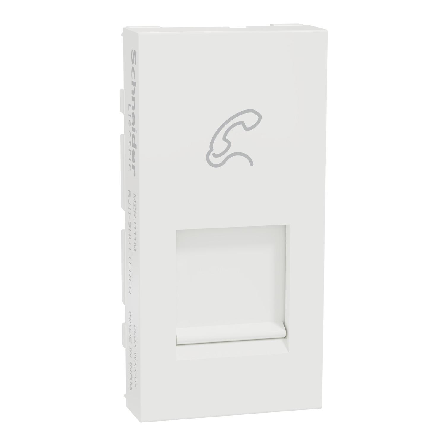 Telephone Socket, Miluz Zeta, Rj11, With Shutter, 1 Module, White